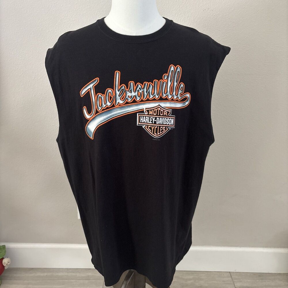 Harley Davidson  Motorcycles Jacksonville Black Cut Off Tee Size 2XL